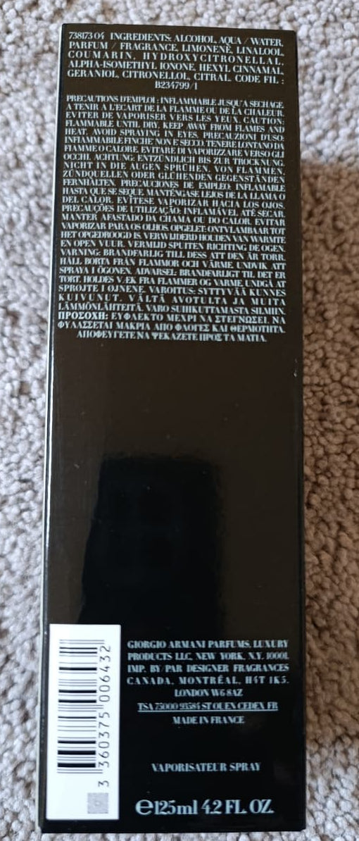 Armani Code box side