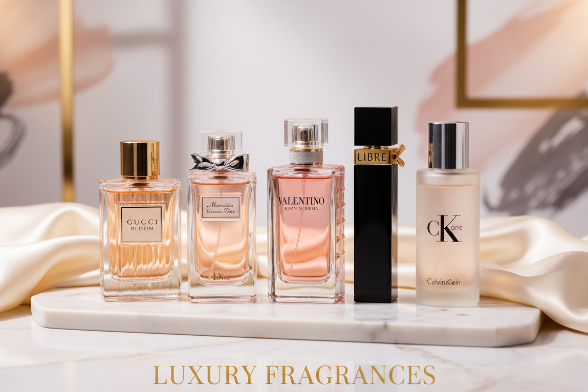 perfume bottles on a luxury background