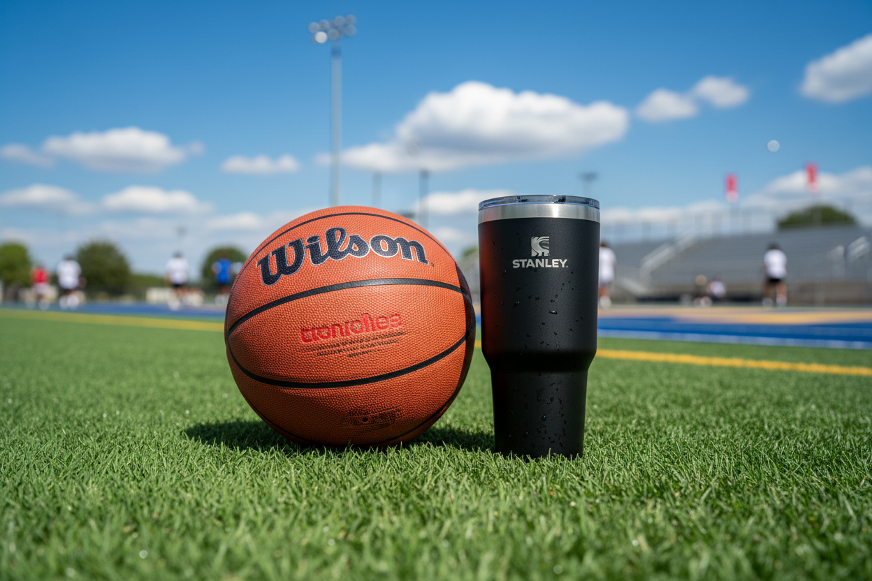 wilson ball and stanley on a grass field