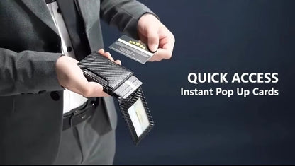 Men's Wallet Minimalist Carbon Fiber RFID Blocking- Pop-Up Card holder