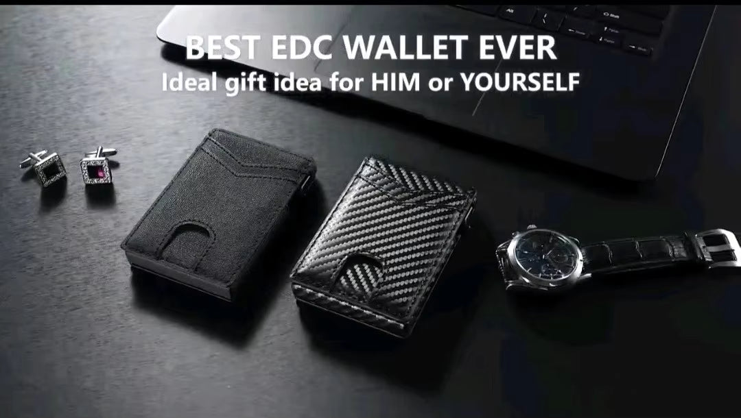 Men's Wallet Minimalist Carbon Fiber RFID Blocking- Pop-Up Card holder
