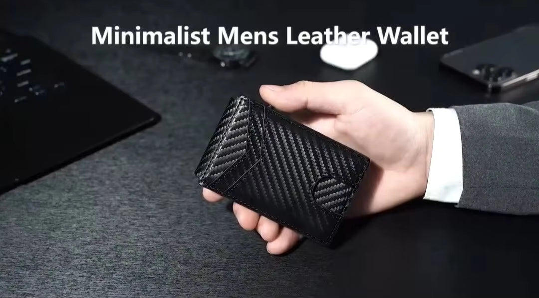 Men's Wallet Minimalist Carbon Fiber RFID Blocking- Pop-Up Card holder