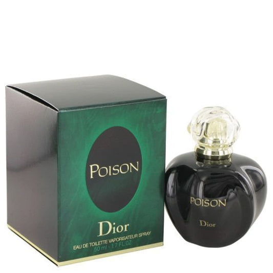 Dior Poison perfume bottle and packaging on a white background