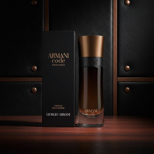 Giorgio Armani Code Profumo perfume bottle and packaging on a white background