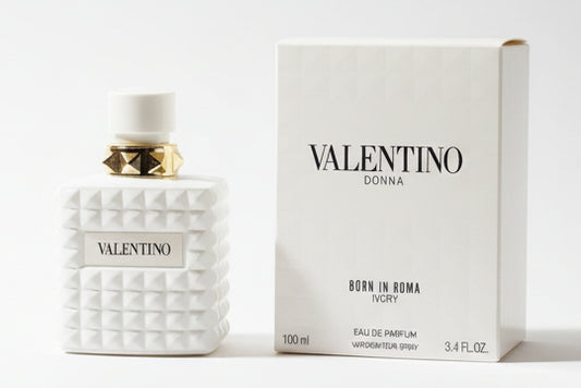 Valentino Donna Ivory perfume on a white background