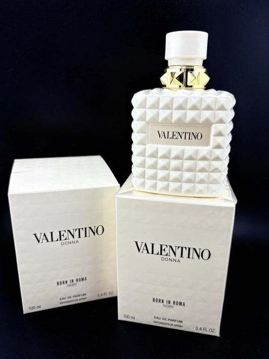 Valentino Donna Ivory perfume on black  backround