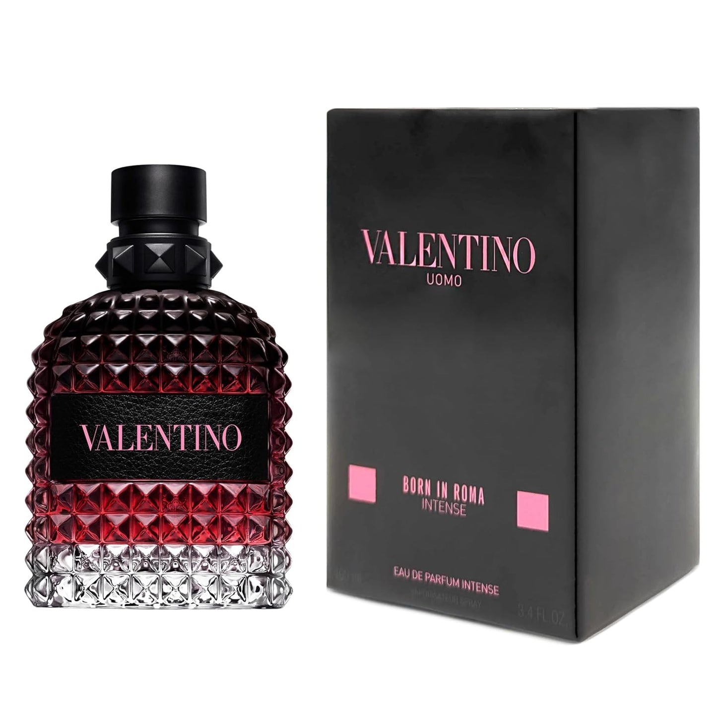 Valentino perfume bottle and packaging on a white background