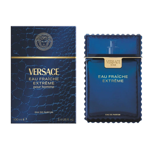 Versace Eau Fraçèche Extéreme perfume bottle and packaging on a white background