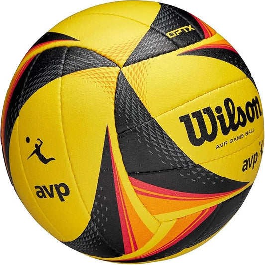 Yellow and black volleyball with Wilson branding on a white background
